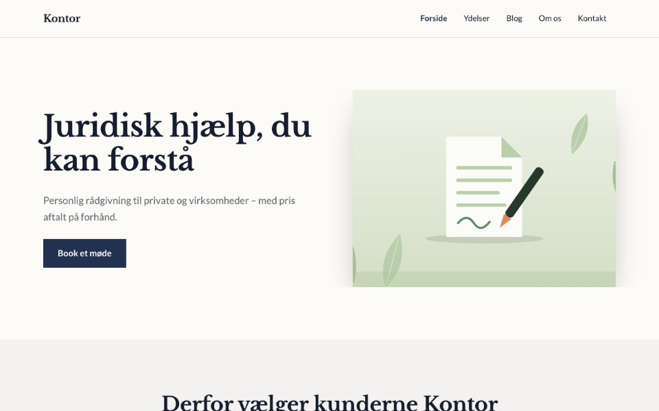 Skærmbillede af skabelonen Kontor på computer