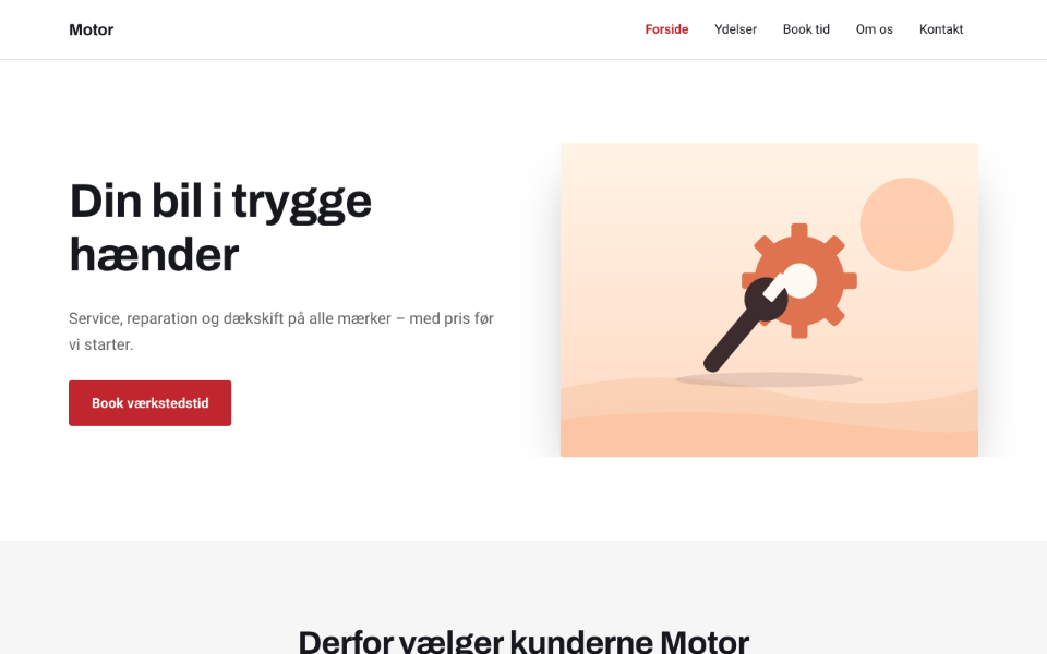Skjermbilde av malen Motor på datamaskin