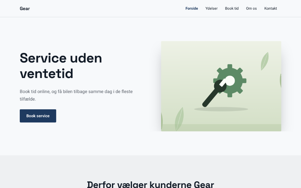 Screenshot of the Gear template on desktop
