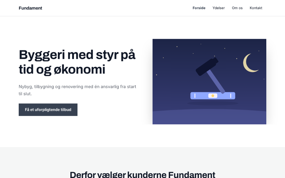 Screenshot of the Fundament template on desktop