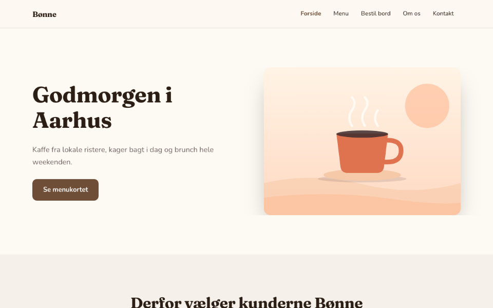 Screenshot der Vorlage Bønne auf desktop