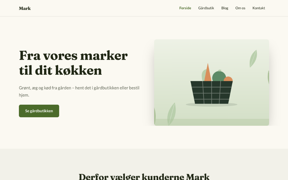 Skärmbild av mallen Mark på dator