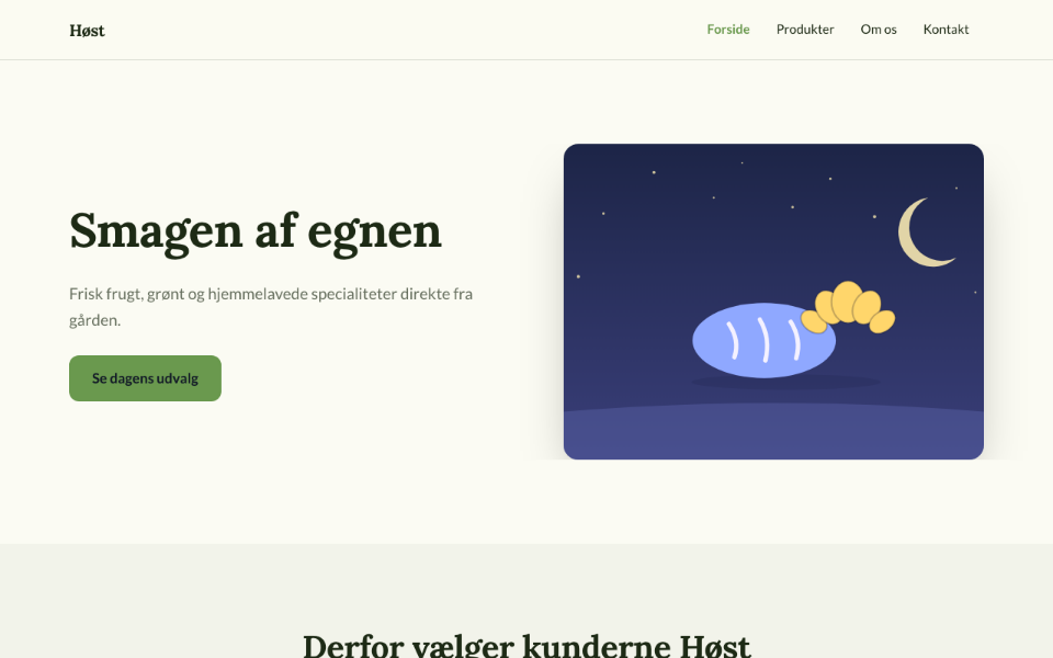 Screenshot of the Høst template on desktop