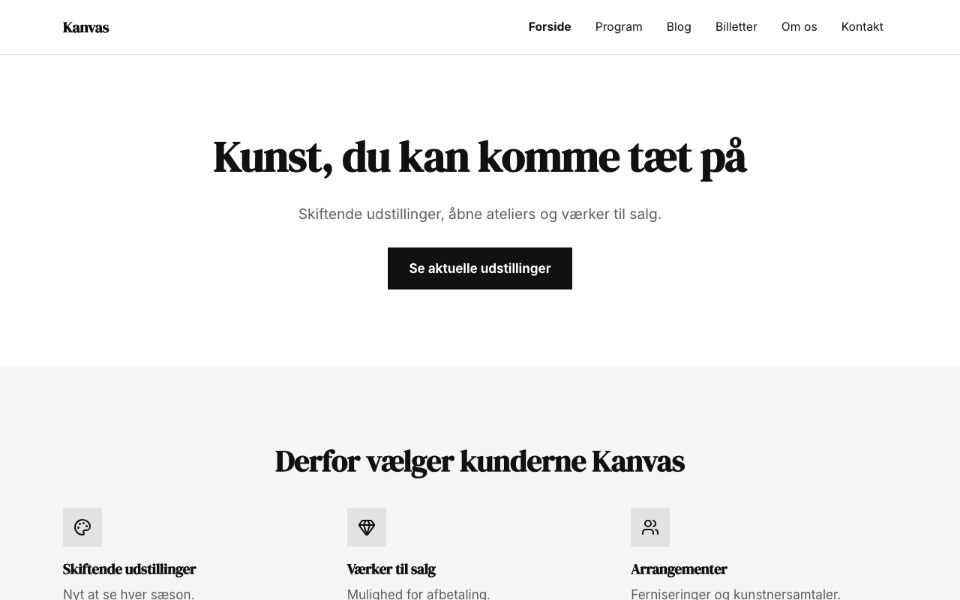 Screenshot of the Kanvas template on desktop