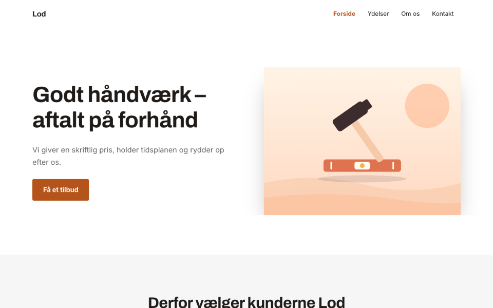 Skærmbillede af skabelonen Lod på computer