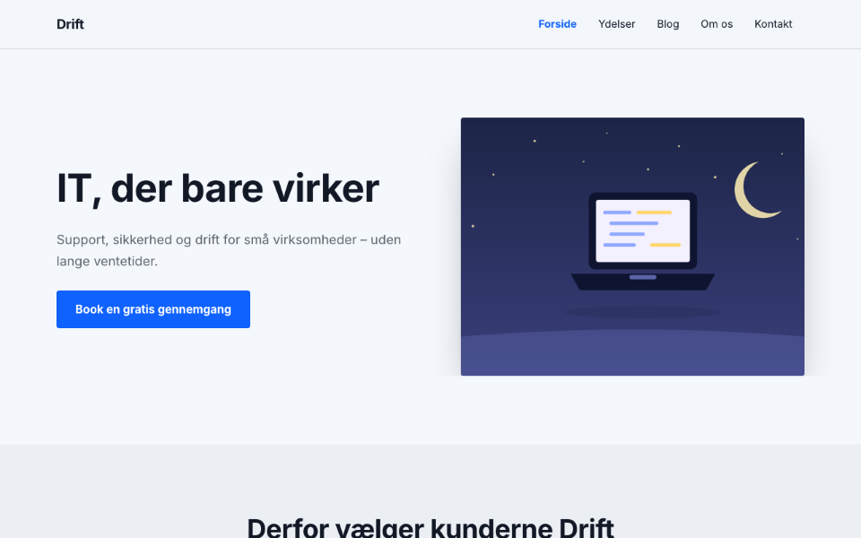 Screenshot of the Drift template on desktop
