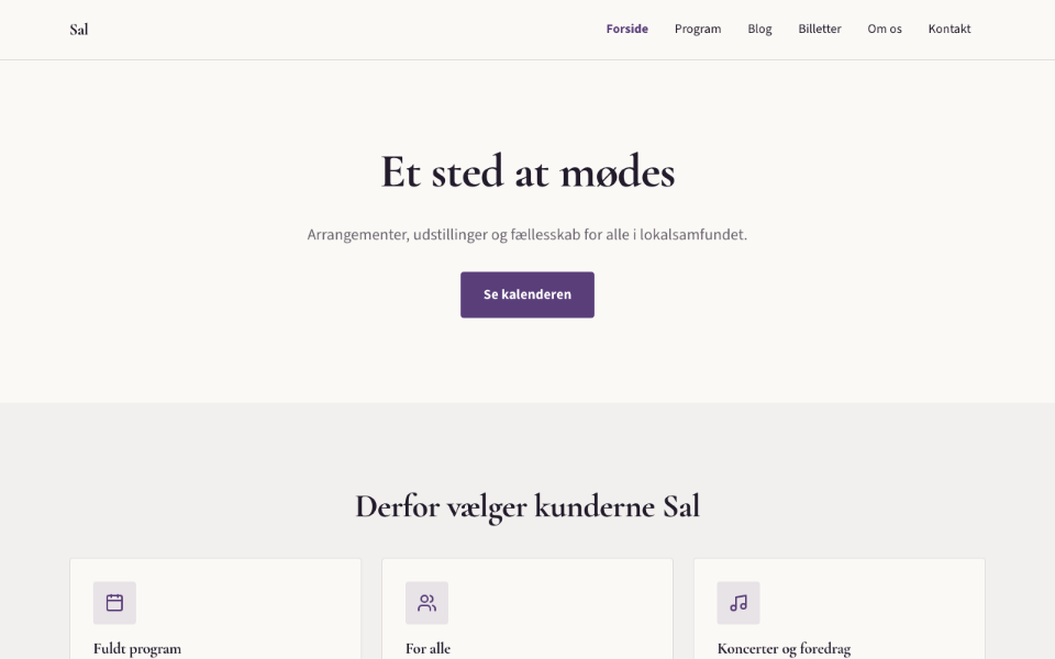 Screenshot der Vorlage Sal auf desktop