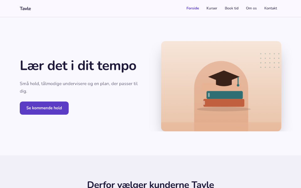 Screenshot der Vorlage Tavle auf desktop