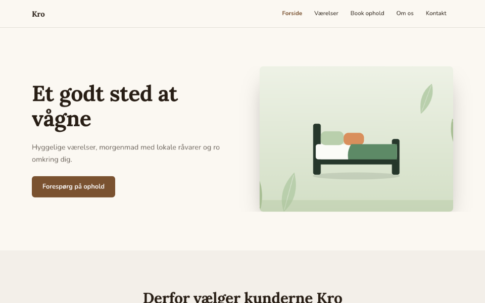 Screenshot of the Kro template on desktop