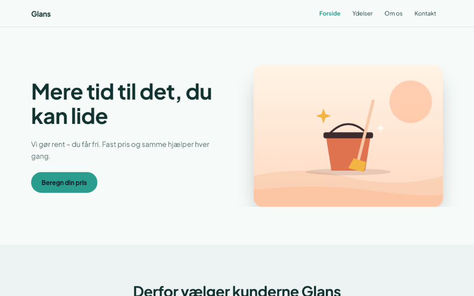 Skærmbillede af skabelonen Glans på computer