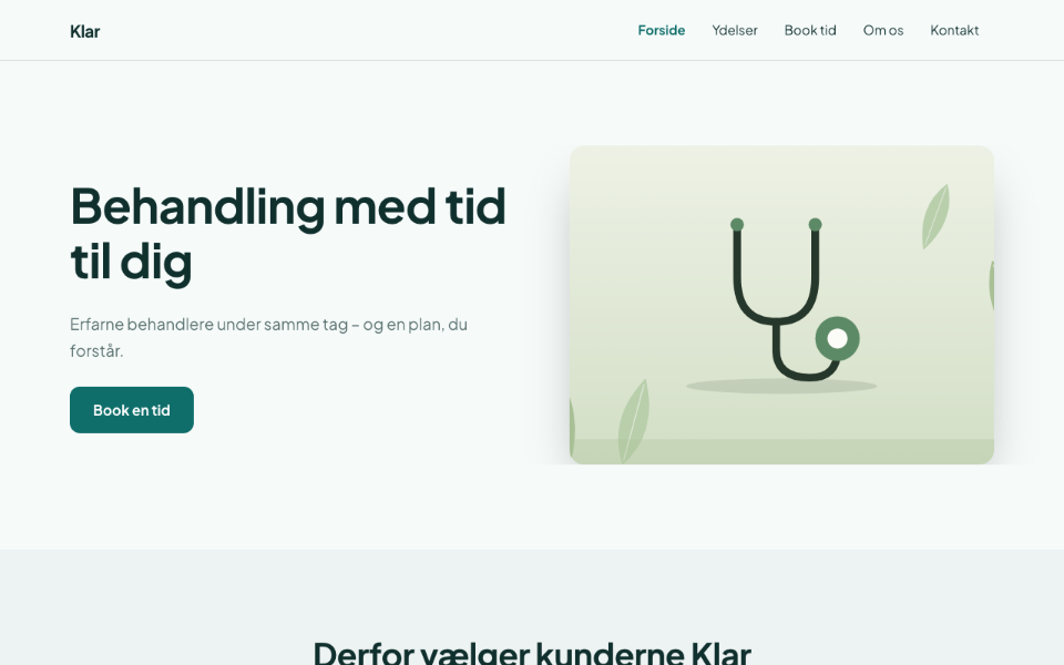 Screenshot der Vorlage Klar auf desktop