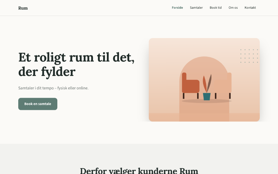 Screenshot of the Rum template on desktop