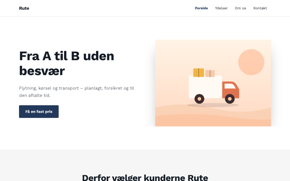 Skærmbillede af skabelonen Rute på computer