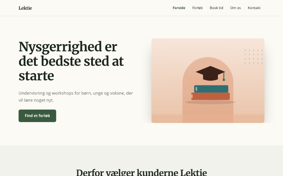 Screenshot der Vorlage Lektie auf desktop